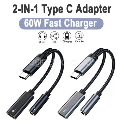 2 in 1 Adapter Type C to 3.5mm/Type C Dual Audio Charger Splitter Headphone Jack - Picture 3 of 28