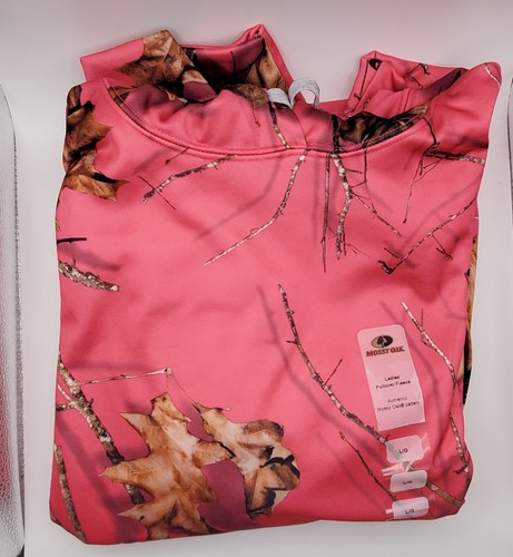 Mossy Oak Pink Sz L Pullover Ladies Hoodie Kangaroo Pocket Fleece Lined NWT - Picture 7 of 10