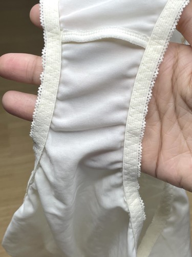 Vintage Slippery Nylon Bikini Sheer Ivory Floral Lace Hi Cut Panty Briefs Sz.6/M - Picture 17 of 18