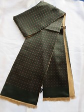 Men's 100 Silk Scarf Soft Nap Long Neckerchief Muffler Double Layer Green Red