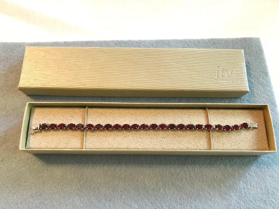 JTV Ruby Red Tennis Bracelet 8" Lab-Created 49.66ctw .925 Silver w/ Box - Image 3 of 3