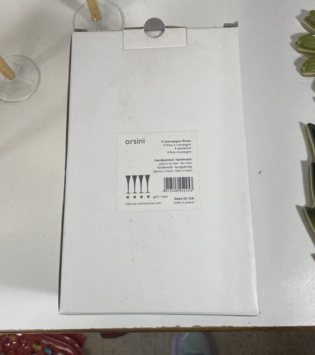 LSA International Gold Orsini Champagne Flutes Handpainted Handmade New In Box - Picture 8 of 11