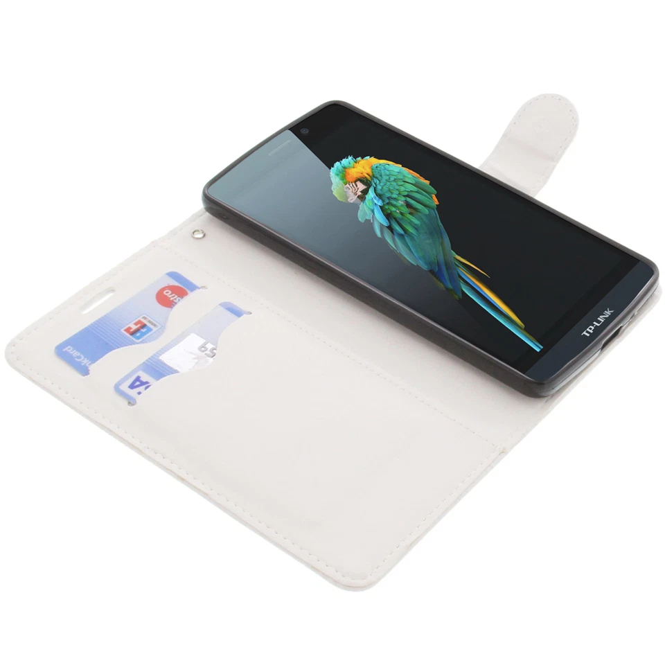 Tasche für TP-Link Neffos C5 Max Book-Style Schutz Hülle Handytasche Buch Weiß - Bild 3 von 4