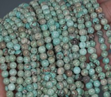 5MM TURQUOISE HOWLITE GEMSTONE ROUND LOOSE BEADS 15.5"