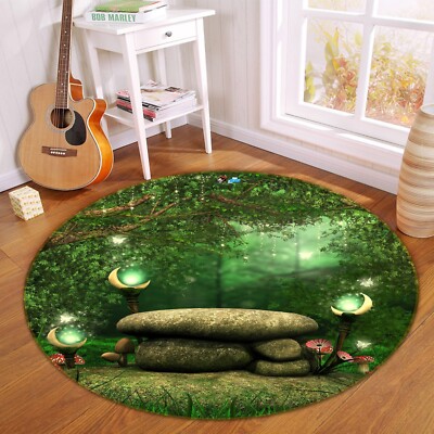 3D Fantasy Green Forest NAW447 Game Rug Mat Elegant Photo