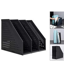 Collapsible Magazine File Holder/Desk Organizer for 3 Compartments Dark Gray