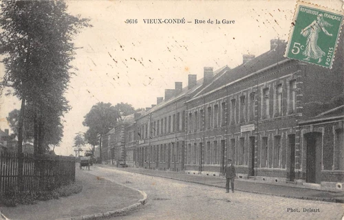 Old postcard 59 OLD CONDE RUE DE LA GARE