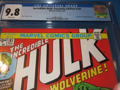 Incredible Hulk #181 reimpresión facsímil primera llave Wolverine CGC 9,8 casi nuevo/m gema 2023 - Imagen 2 de 3