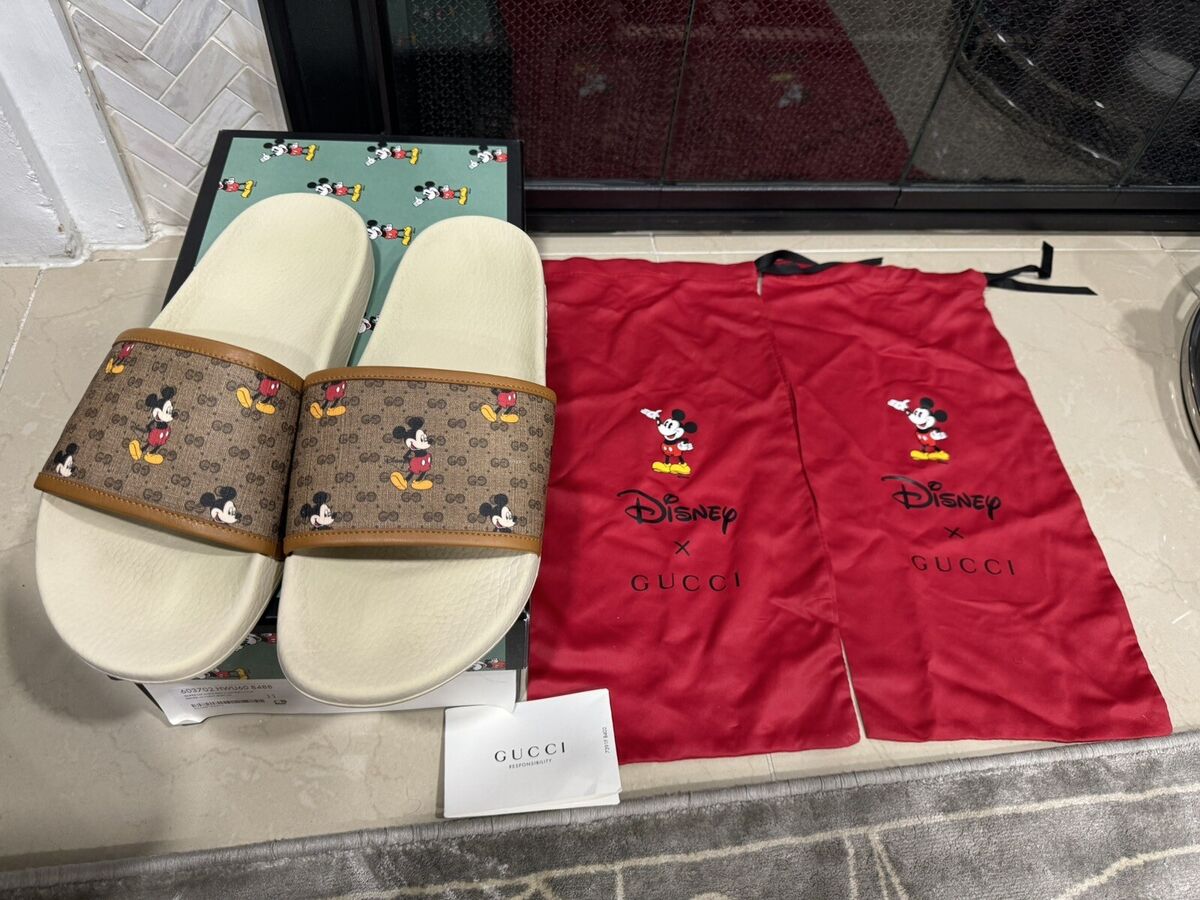 Gucci x Disney GG Supreme Mickey Mouse Slides Sandals Size Gucci x Disney GG Supreme Mickey Mouse Slides Sandals Size