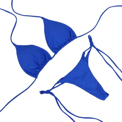2 Pcs/Set Bikini Set Sexy Bikinis 2024 Solid Color Halter Neck Strap Thong Swimw - 第 27/30 張圖片