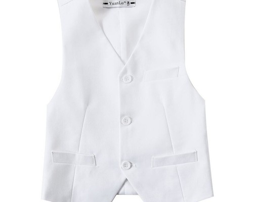 YuanLu Chaleco Blanco Talla 12 Niño Niño 3 Botones Traje Formal Boda Evento Ropa - Imagen 5 de 7