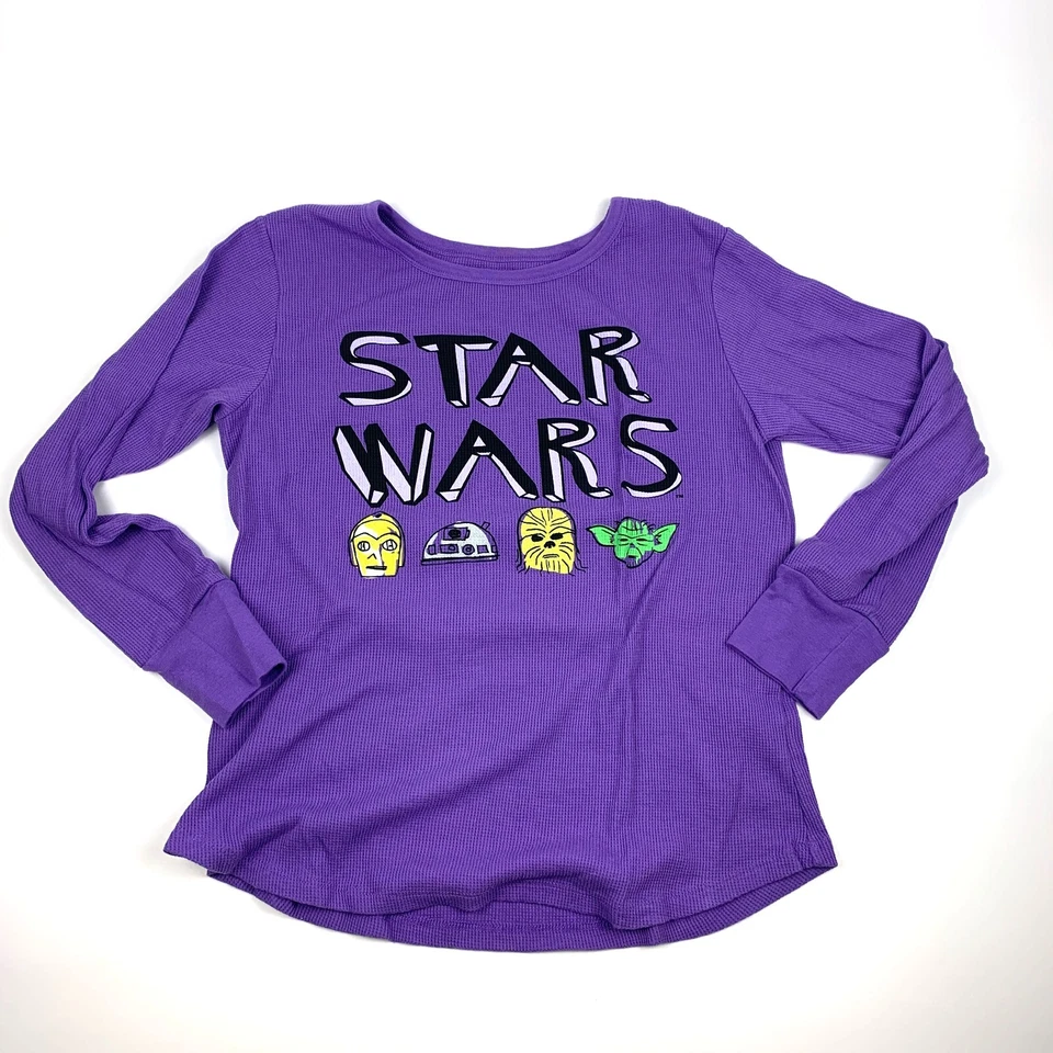 Ropa de dormir Star Wars para mujer talla L púrpura C-3PO R2-D2 Chewie Yoda manga larga gofre Foto 2 de 4