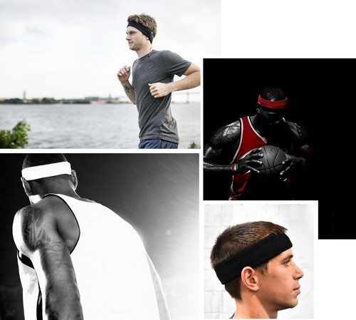 Wristbands Headband Sweatbands Sweat Band for Sport Tennis Badminton Yoga Cotton - Picture 2 of 19