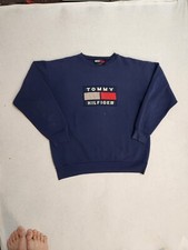 Vintage 90s Tommy Hilfiger Sweater Possible Bootleg? Size XL Navy Blue USA Made