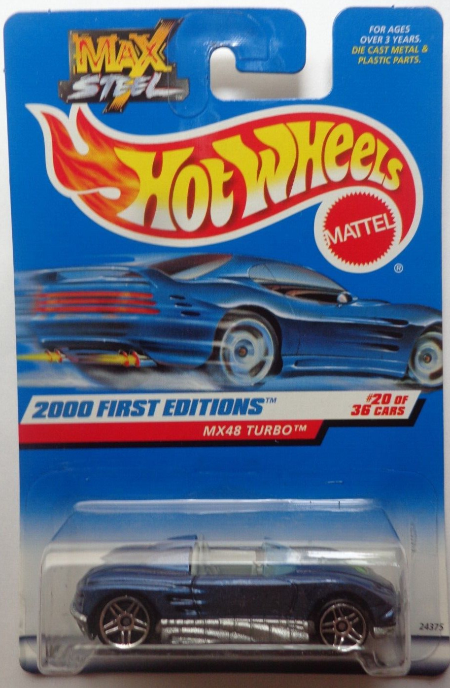 2000 Hot Wheels First Edition MX48 Turbo 20/36 (Pr5 Hub Wheels)