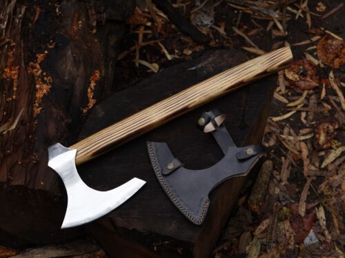 EDC Ascia Viking Mano Lama Acciaio al Carbonio L Ascia Tomahawk con Fodero in Pelle BL-4023 - Foto 9 di 19