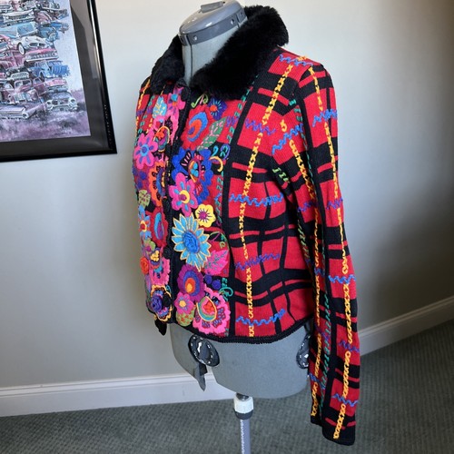 SuperRARE Michael Simon S M Embroidered sweater cardigan Fran Drescher The Nanny - Picture 6 of 9