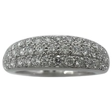 Rare Vintage Van Cleef & Arpels Pave Diamond 18k White Gold Band Dome Ring