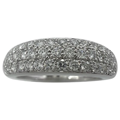 Seltener Vintage Van Cleef & Arpels Pavé Diamant 18 Karat Weißgold Band Kuppel Ring