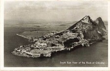 RPPC Birds Eye View Gibraltar South East View of Rock Real Photo P2