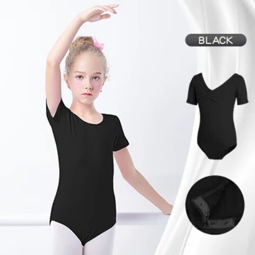Girls Ballet Dance Costume Kid Long/Short Sleeve Cotton Kids Turnpakje Leotard - Picture 13 of 47