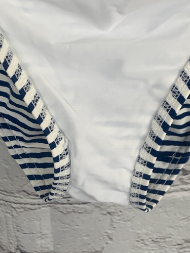 NEW Lauren Ralph Blue Striped Painterly Lace Back One-Piece Women's Swimsuit 12 - Picture 22 of 23