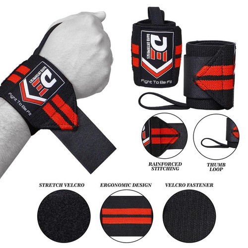 Weight Lifting Wrist Wraps Bandage Hand Support Gym Straps Brace Cotton-X - Picture 2 of 9