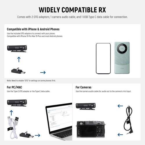 CM28 Wireless Lavalier Microphone System with Charging Case 4GB Storage 9Hrs - Picture 6 of 9