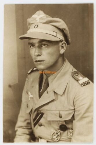 Original. Foto LW, uniforme tropical, gorra Hermann Meyer, antiaéreo. Abz. Grecia 1943 - Imagen 1 de 1