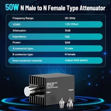 50W Attenuator N to SMA DC-3GHZ 50ohm 50DB For TinySA/ TinySA ULTRA Nano VNA