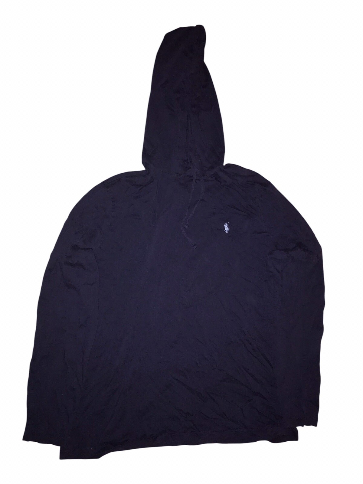 Polo Ralph Lauren Felpa Leggera con Cappuccio Camicia Grande Blu Pullover Pony Preppy C64