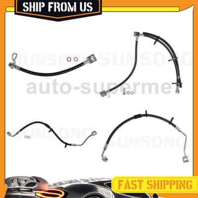 Front Rear Brake Hose Line 4PCS For 2008-2014 Ford E-250 5.4L