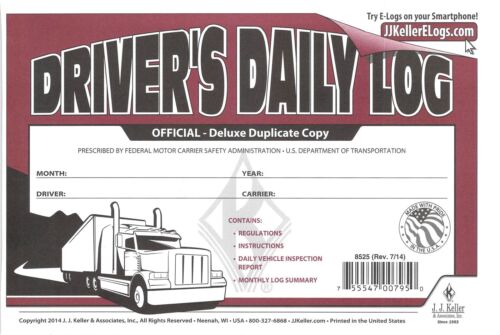 JJ Keller 601LD Driver's Daily Log Book w/Detailed DVIR 2-Ply w/Carbon w/Recap