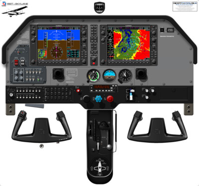 Cessna 182T Skylane Cockpit Poster mit G1000 NAV III & Bendix King Autopilot