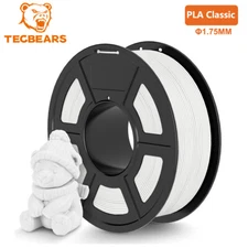 TECBEARS PLA 3D Printer Filament 600mm/s PLA Classic Filament 1.75mm 1KG White