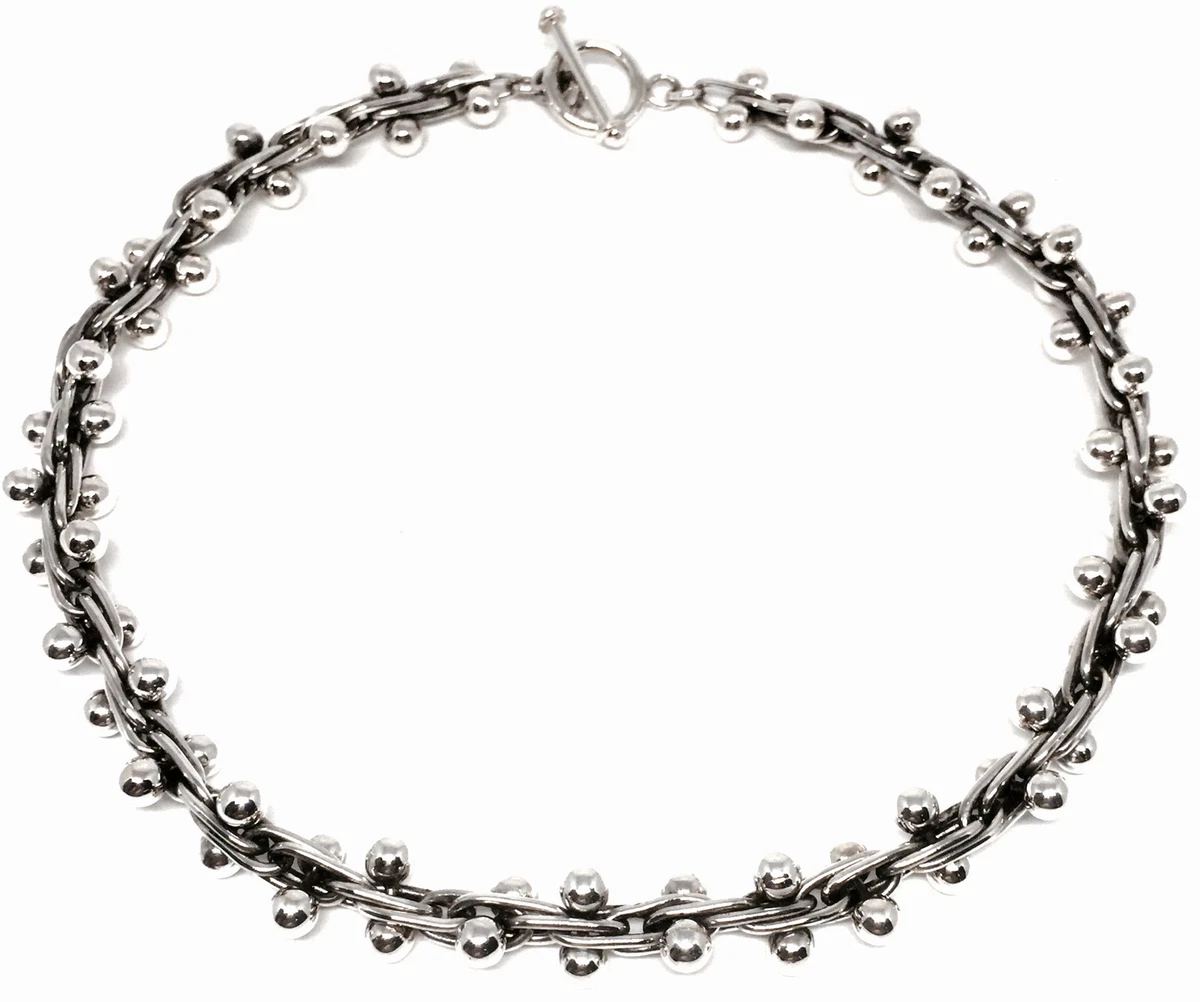 TAXCO VINTAGE DNA DESIGN MEXICAN 925 STERLING SILVER BEADED