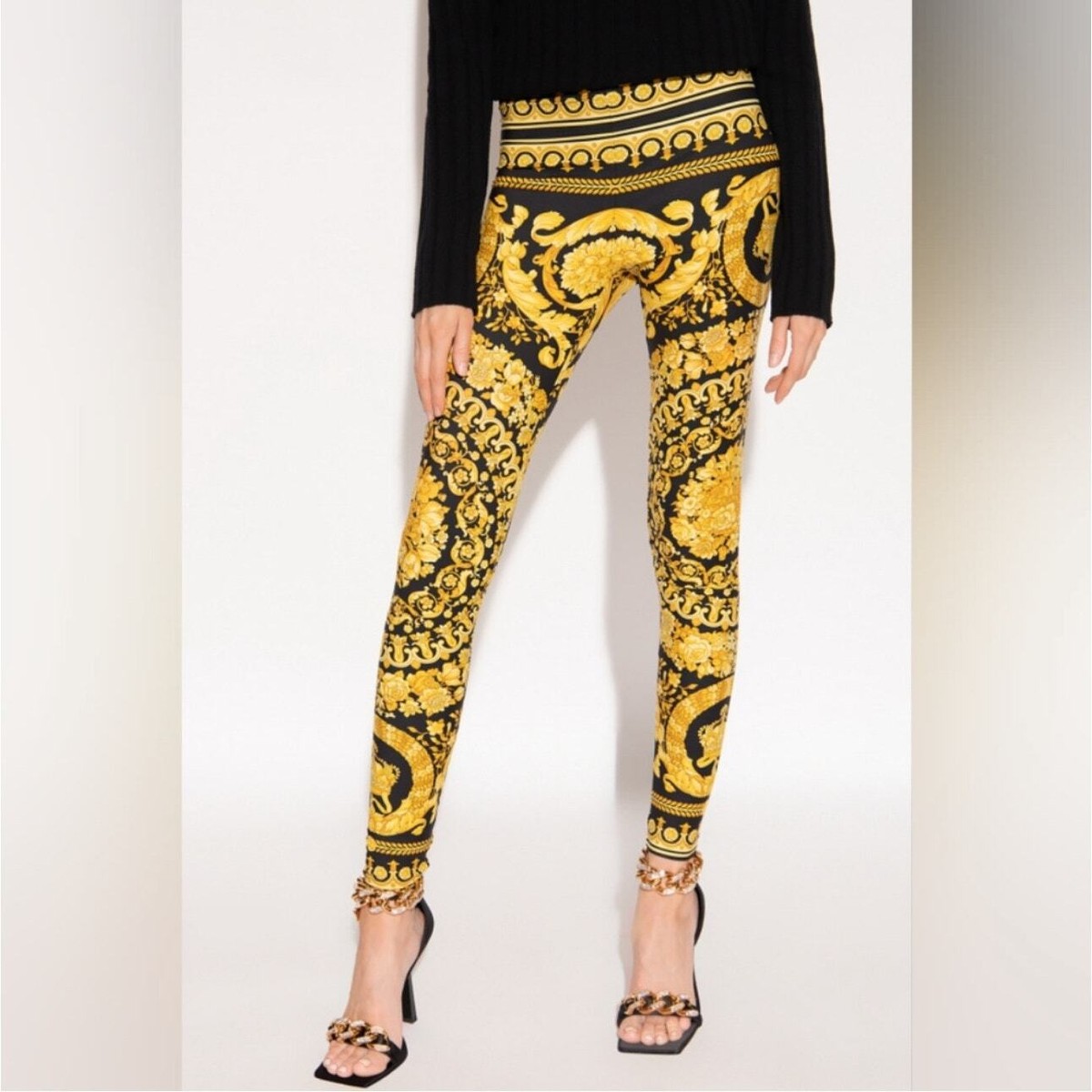 スパッツ・レギンス VERSACE Leggings VERSACE Baroque Heritage Print Leggings Size 42 / US 6 NWT