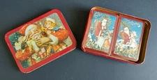2 SEALED DECKS 1987 Mrs Grossman's Paper Santa w/ Dolls New PLAYING CARDS w/ Tin