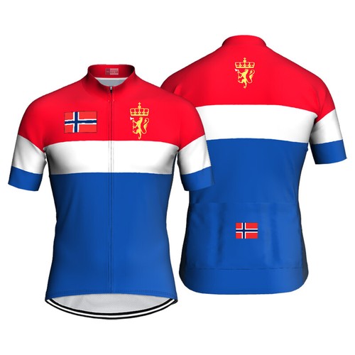 NORWEGIAN Short Cycling Jersey MTB Bike Motocross Shirt Road Norway Jacket Race - Picture 8 of 10