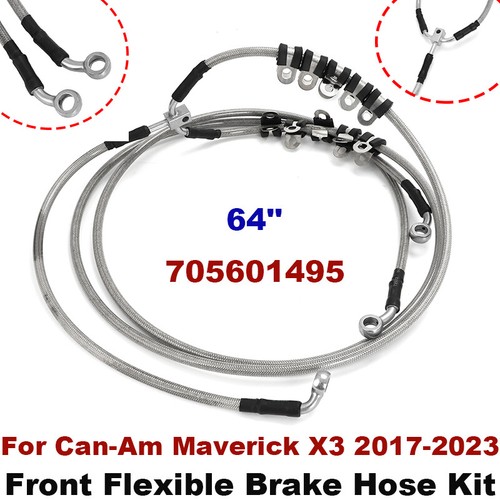64" Front Braided Brake Hose Assembly For Can-Am Maverick X3 Replace 705601495 - Picture 9 of 9