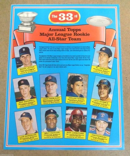 TOPPS BASEBALL ACHIEVEMENT AWARDS TOP ROOKIES - 1991 - BAGWELL THOME CHIPPER - Imagen 3 de 3