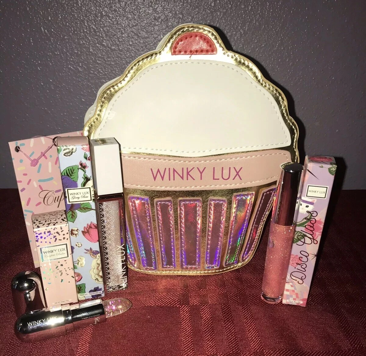 WINKY LUX Cupcake Lip Trio Kit Lip Pill & 2 Glosses in Cupcake Bag New with Tag
