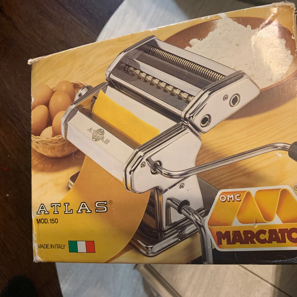 VTG Marcato Atlas 150 Chrome Pasta Maker Machine Hand Crank Made In Italy 5pcs - Image 4 of 4