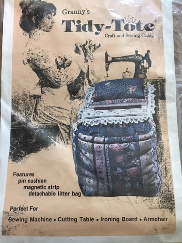 Vintage Tidy Tote Sewing Caddy Pin Cushion Fabric Scrap Bag Holder Pattern Kit  - Picture 3 of 5