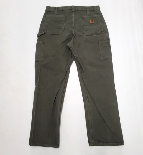 Pantalones Carhartt de Colección 36x32 Para Hombre Verde Doble Rodilla Peto Ajuste B136 MOS - Imagen 2 de 8