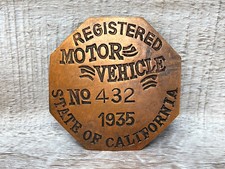 Atq Style Brass Replica State of California Motor Vehicle Chauffer Badge Prop