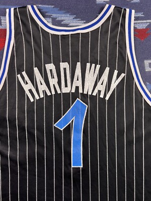 Vtg ANFERNEE PENNY HARDAWAY Orlando Magic Black Champion Jersey 48