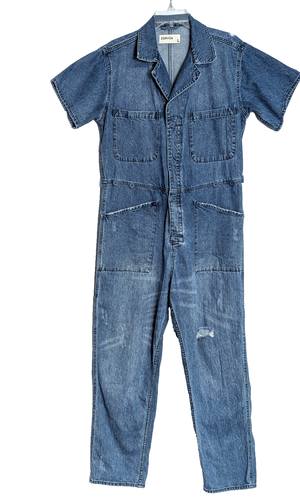 Pistola Grover Denim Jumpsuit Damen L Blau Kurzarm Baumwolle Strampler