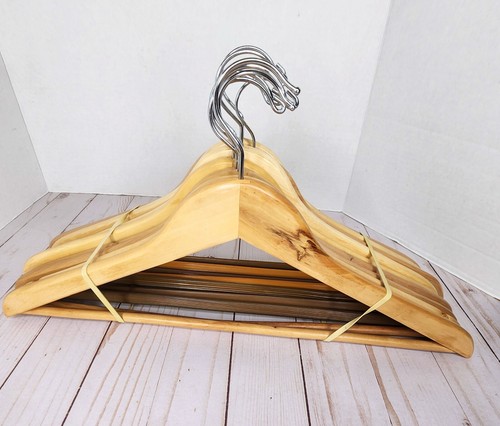Set of 8 Wood & Chrome Coat Suit Pants Clothes Hangers - Picture 5 of 5