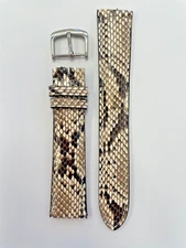 19mm Black Genuine Reptile Leather Watch Band - USA